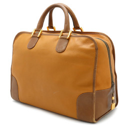 LOEWE Amazona 40 Anagram Handbag Boston Bag Travel Bicolor Leather Mustard Mocha Brown