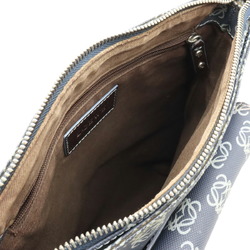 LOEWE Anagram Shoulder Bag PVC Leather Navy Dark Brown