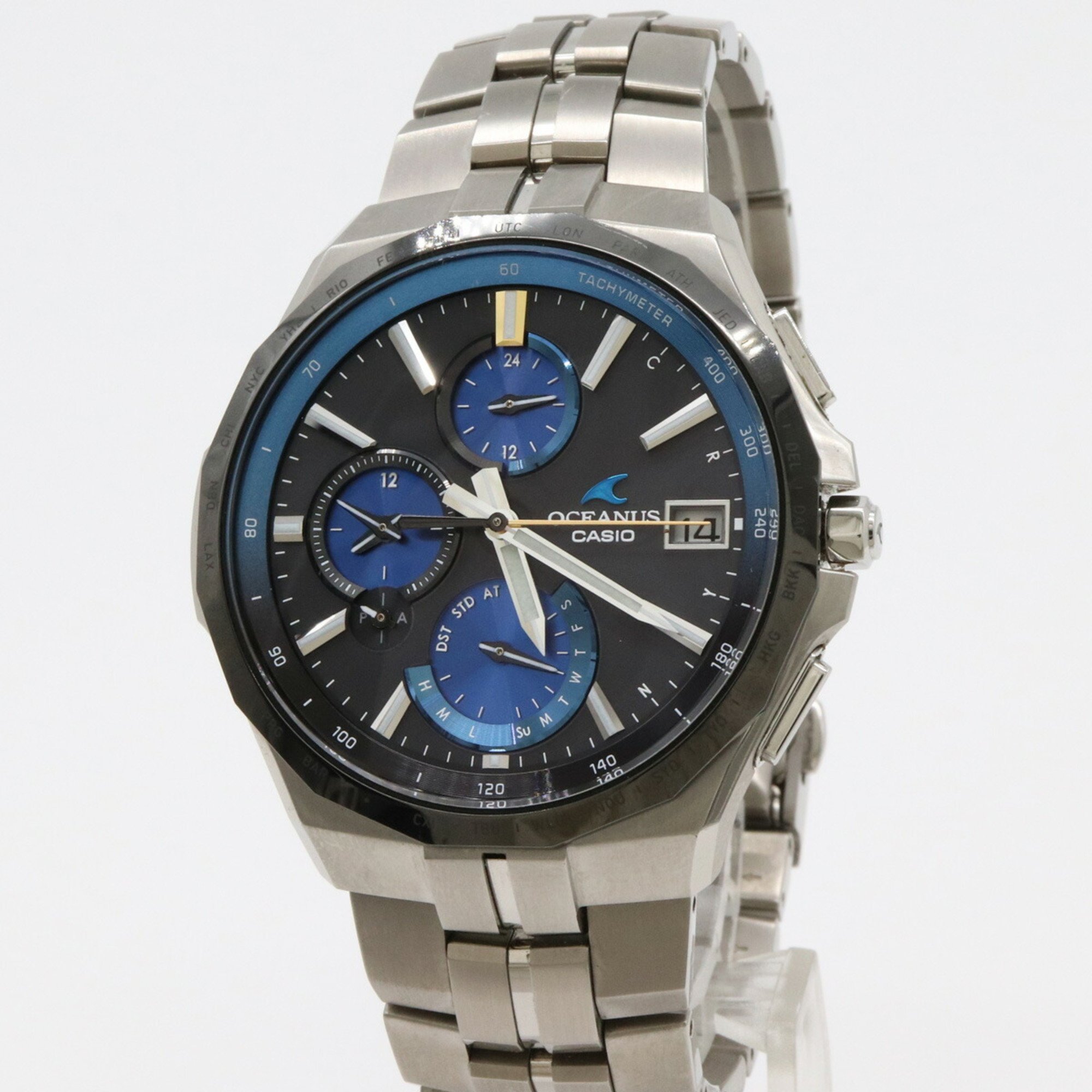 CASIO OCEANUS Manta Titanium Date Radio Solar Black Dial Men's Watch OCW-S5000