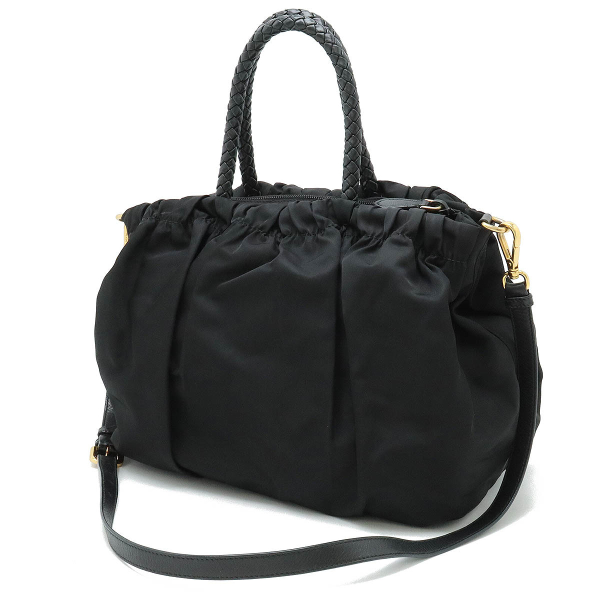 PRADA TESSUTO BOW Gathered Handbag Shoulder Bag Nylon NERO Black Purchased at a Japanese boutique BN1778