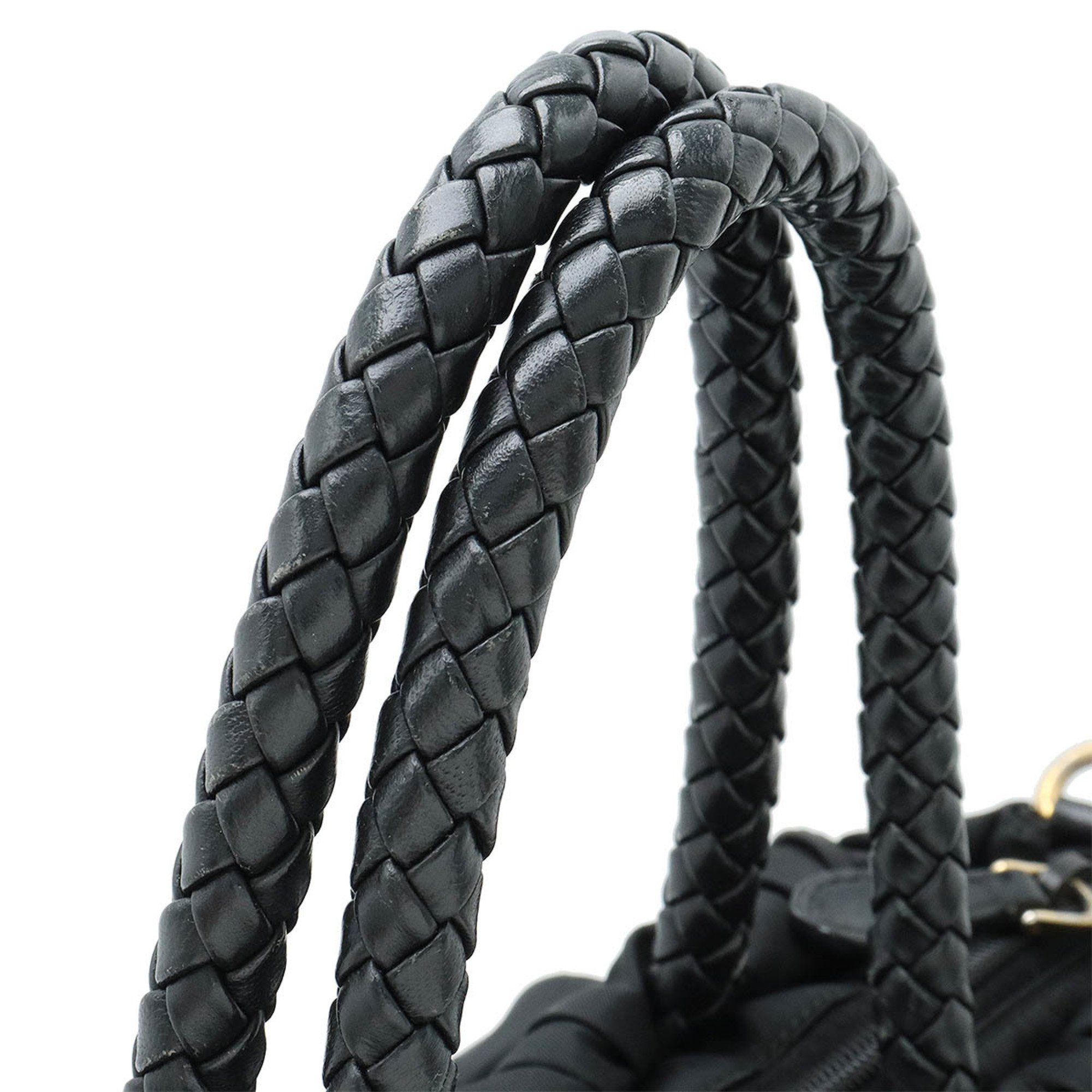 PRADA TESSUTO BOW Gathered Handbag Shoulder Bag Nylon NERO Black Purchased at a Japanese boutique BN1778