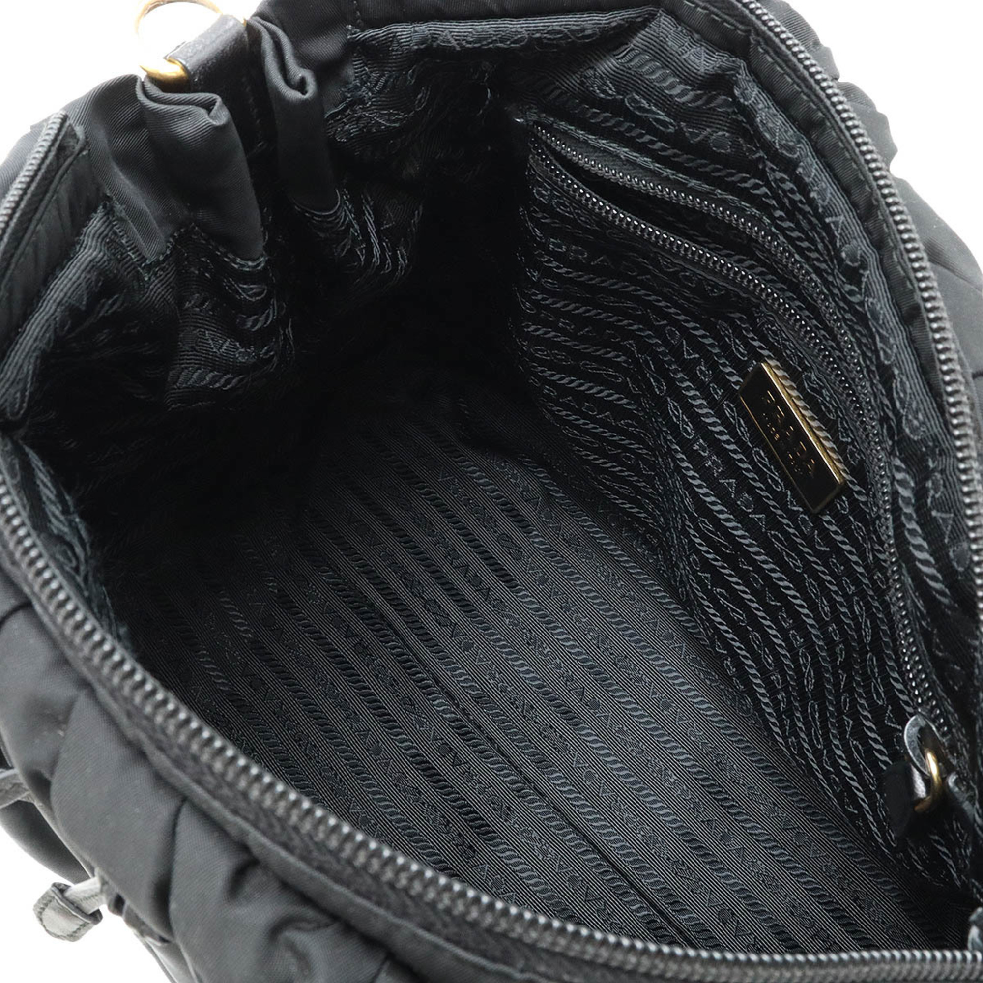 PRADA TESSUTO BOW Gathered Handbag Shoulder Bag Nylon NERO Black Purchased at a Japanese boutique BN1778