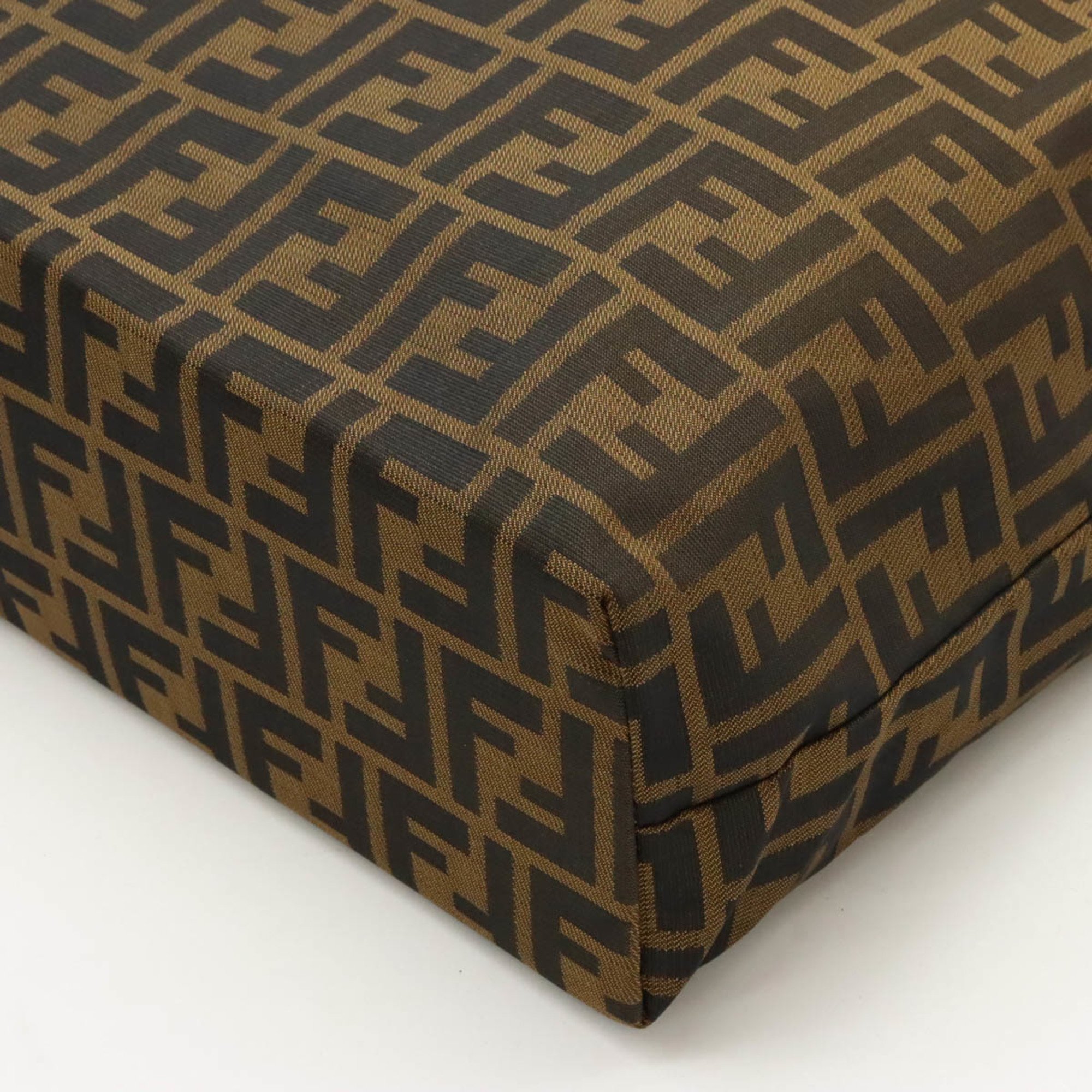 FENDI Zucca pattern tote bag shoulder nylon canvas leather khaki brown dark 15978