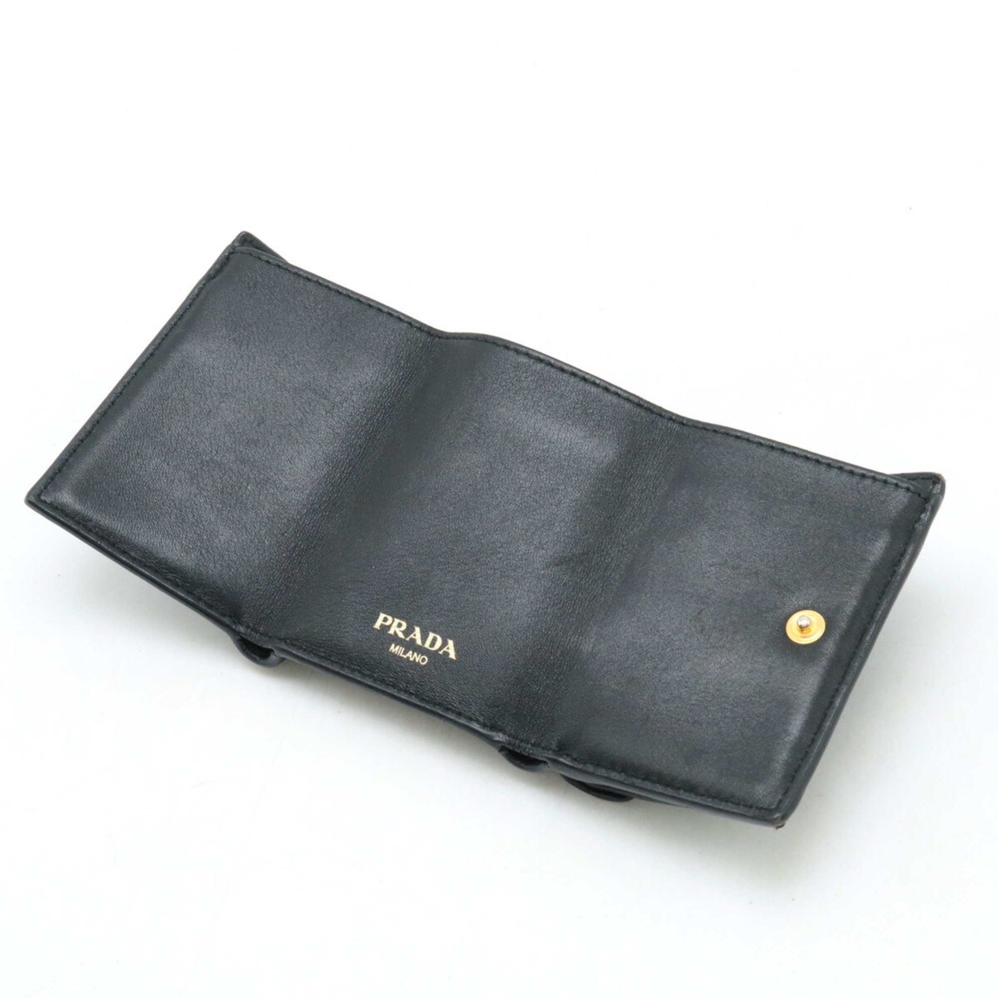 PRADA Prada Compact Wallet Tri-fold Leather NERO Black 1MH021