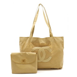 CHANEL Coco Mark Tote Bag Large Shoulder Eco Rubber Coated Beige