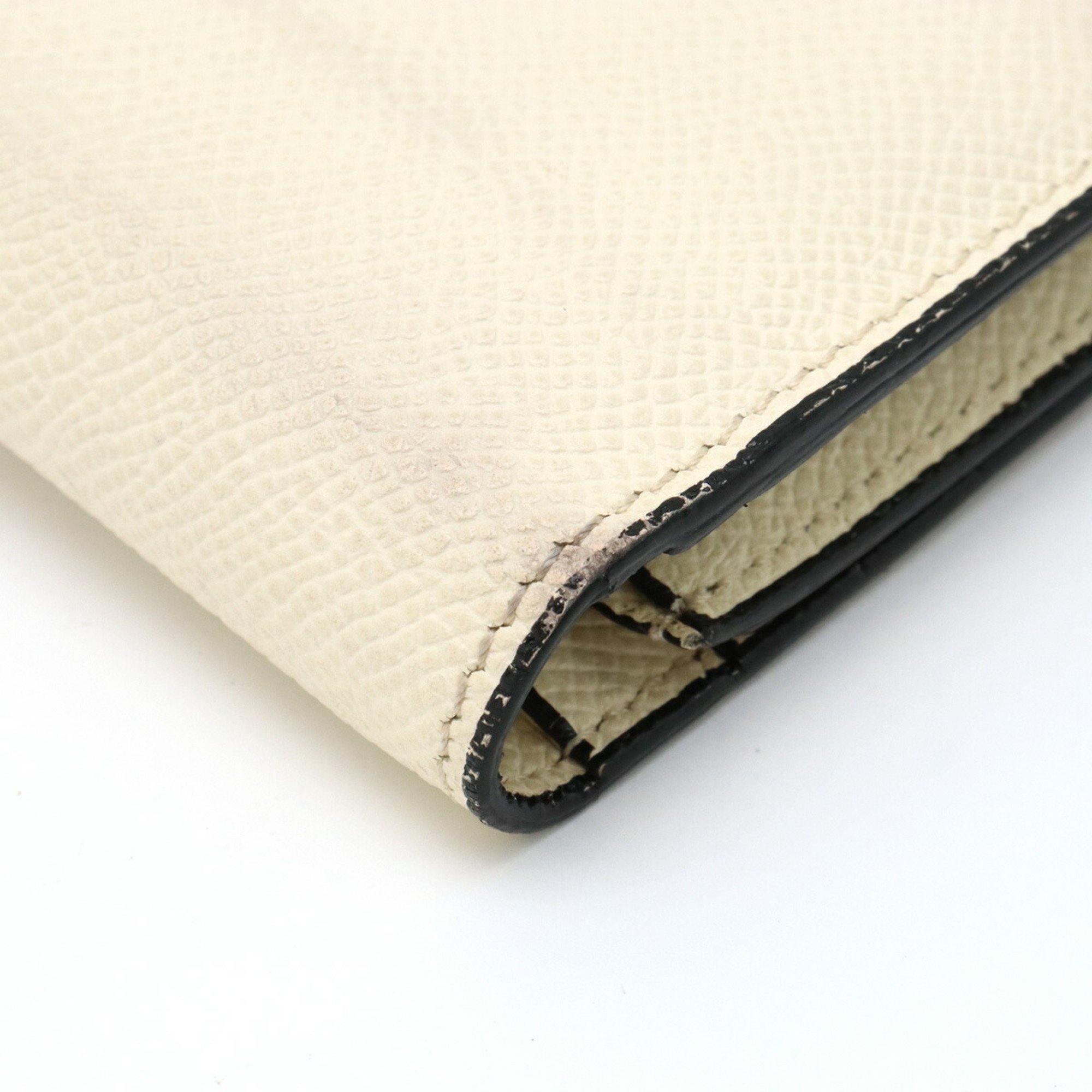 valextra Valextra Bi-fold Long Wallet Leather Cream