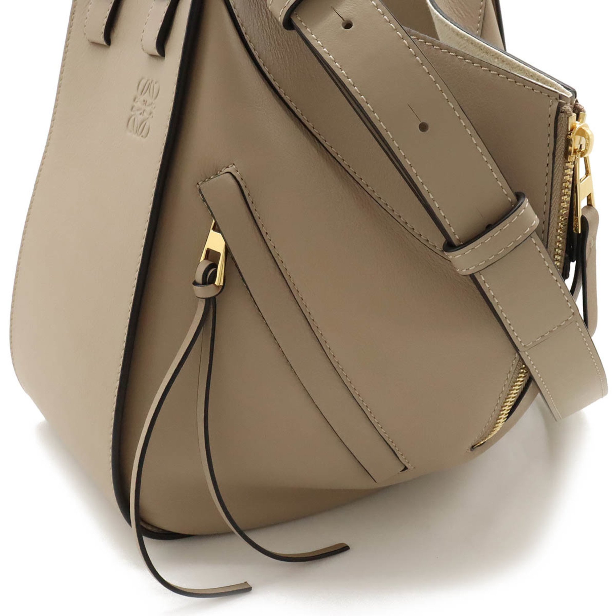 LOEWE Hammock Bag Small Handbag Shoulder 6WAY Leather Greige 387.30.S35
