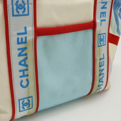 CHANEL Chanel Sport Line Surf High Summer Camellia Tote Bag Shoulder Canvas Light Blue Ivory Red