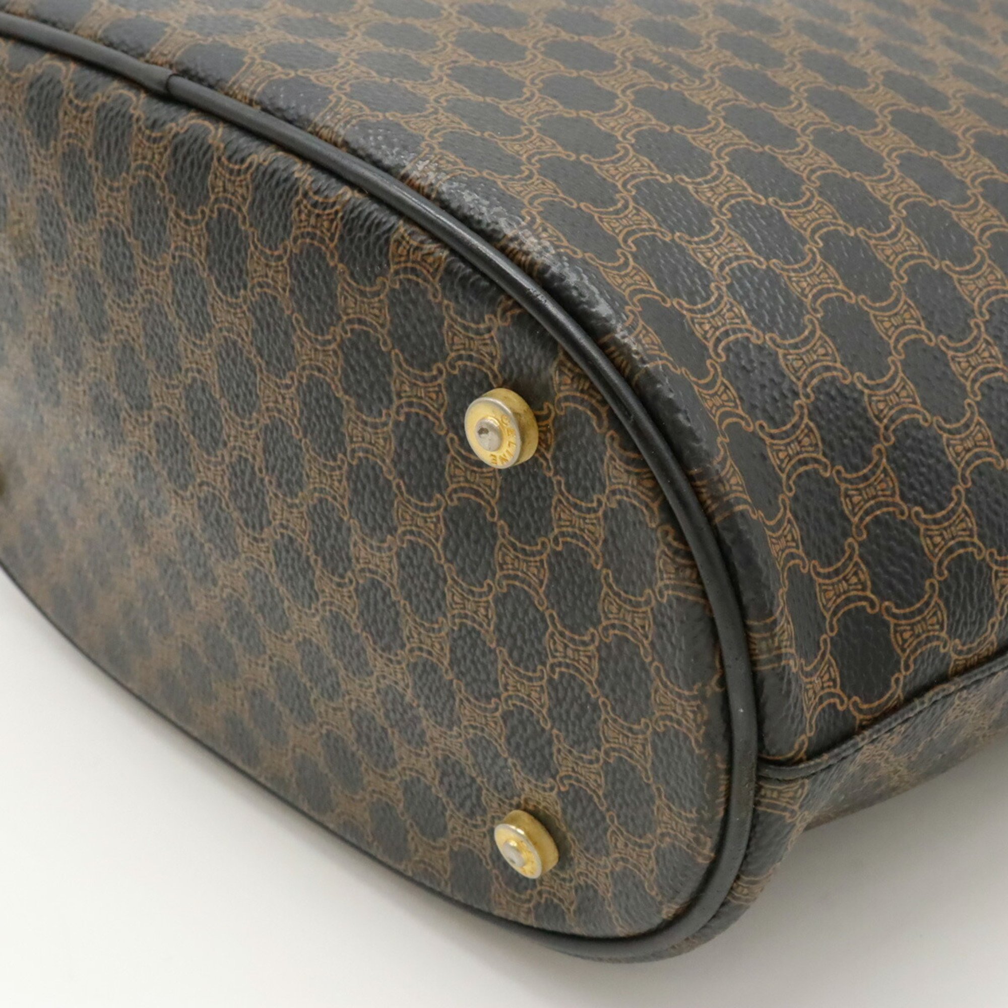 CELINE Macadam pattern blazon tote bag shoulder PVC leather black brown