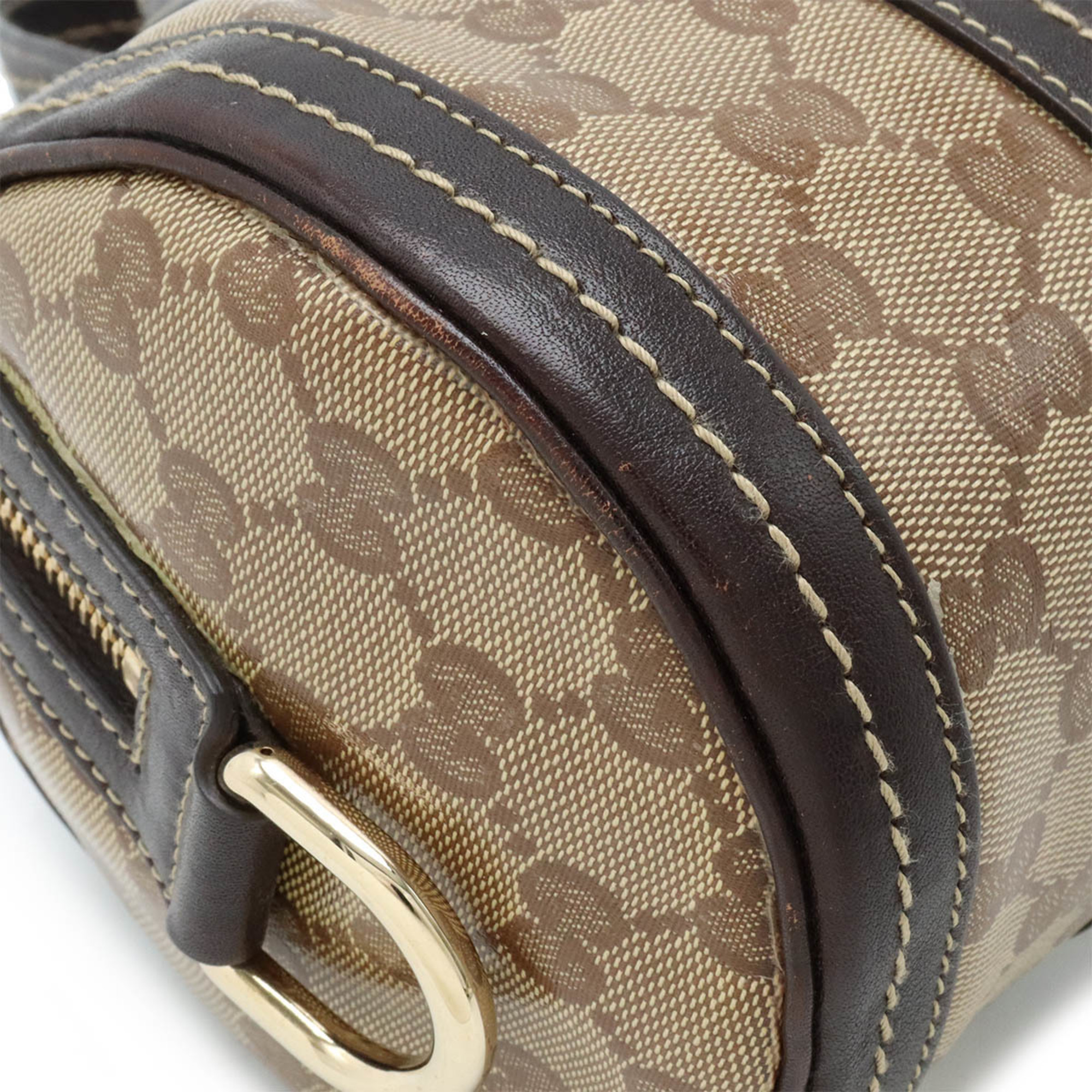 GUCCI GG Crystal Hysteria Handbag Boston Bag Ribbon Coated Canvas Leather Dark Brown 181485