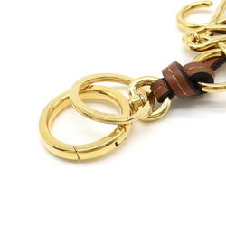 LOEWE Anagram Key Ring Holder Bag Charm Leather Brown