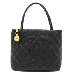 CHANEL Chanel Matelasse Coco Mark Caviar Skin Reproduction Tote Bag Leather Black A01804
