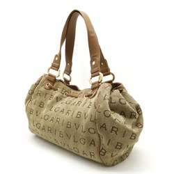 BVLGARI Bvlgari Mania Maxillettare Tote Bag Shoulder Jacquard Canvas Leather Beige Brown