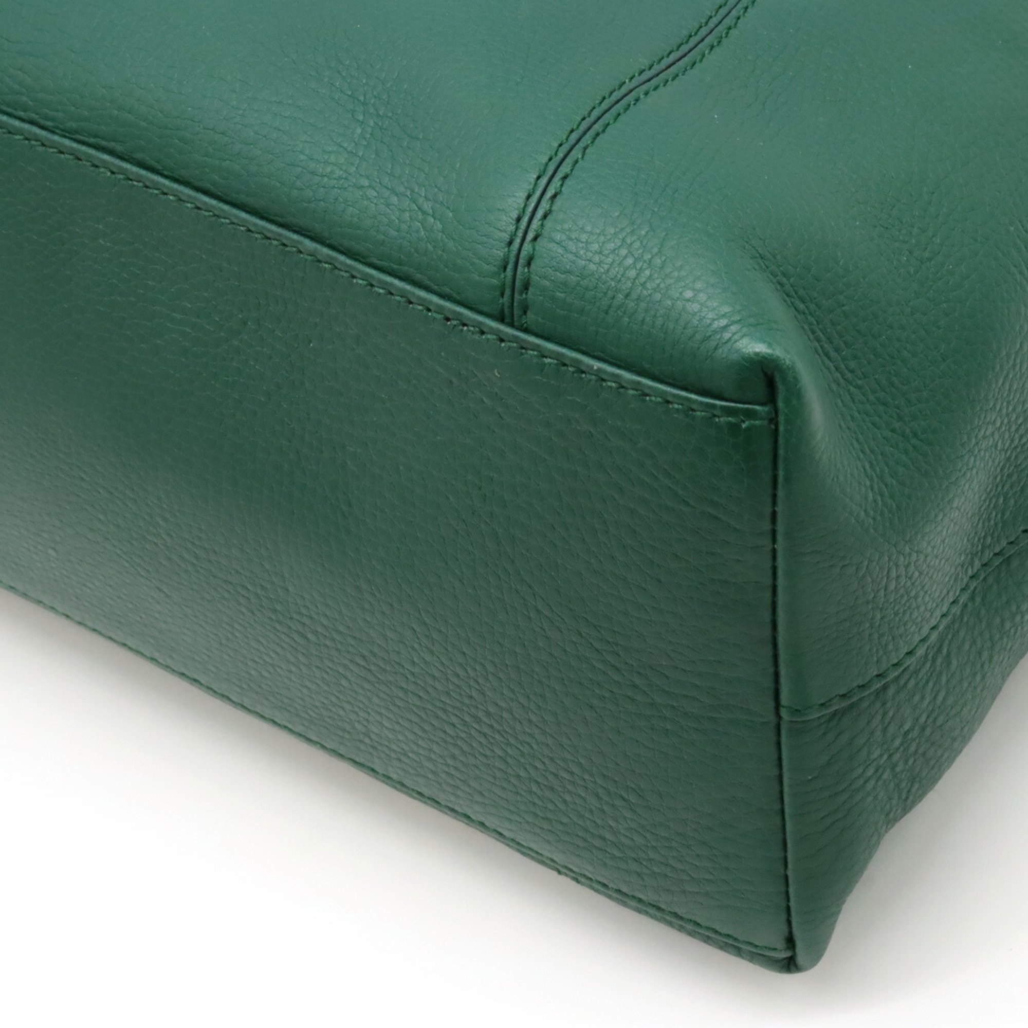 BVLGARI Octo Tote Bag Shoulder Leather Green Mocha Brown