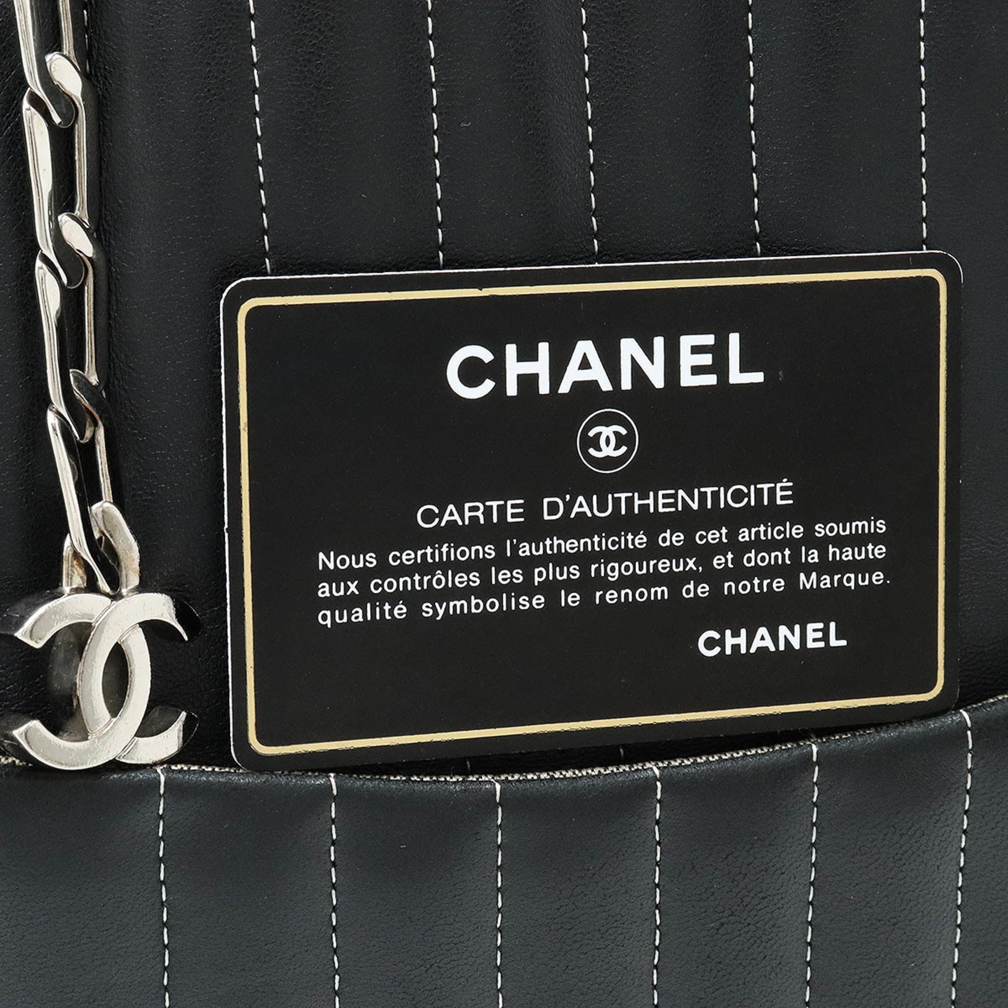 CHANEL New Mademoiselle Tote Bag Chain Shoulder Leather Black A30038