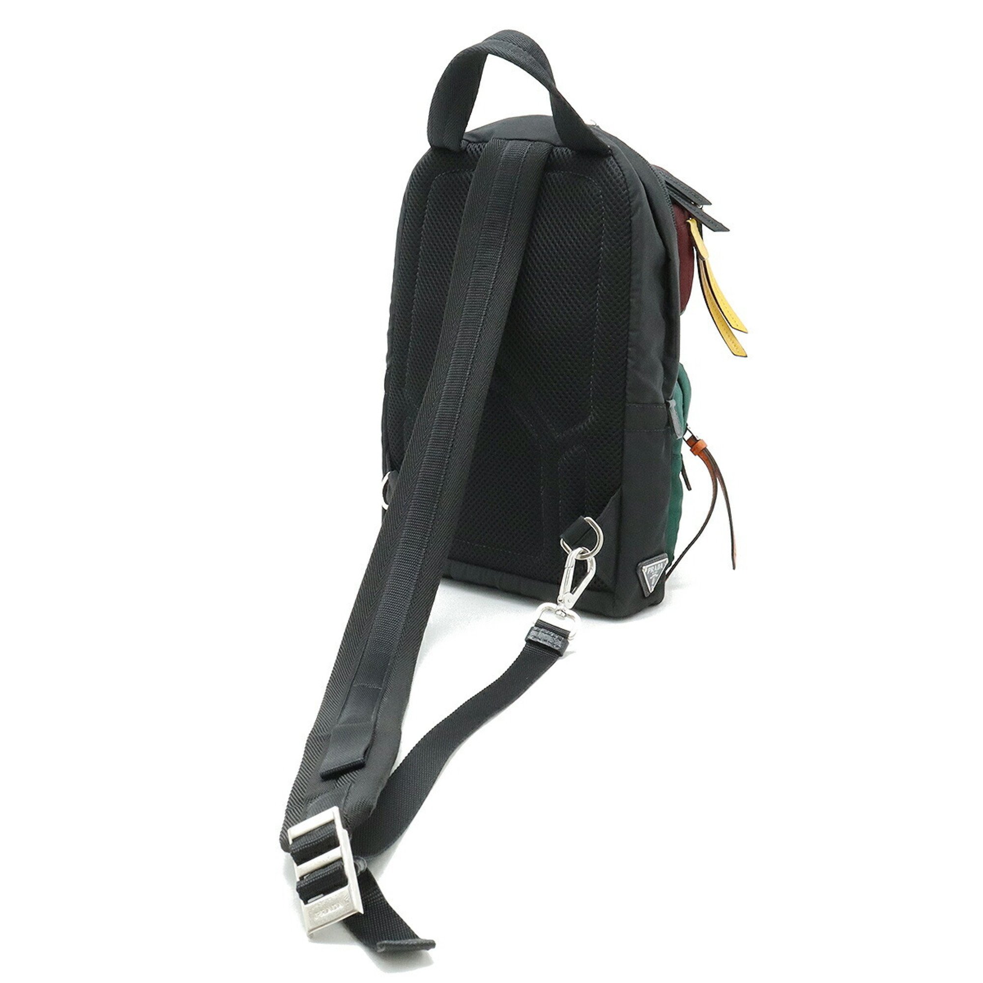 PRADA TESSUTO Body Bag Shoulder Nylon Leather NERO Black Check Camouflage Multicolor 2VZ013