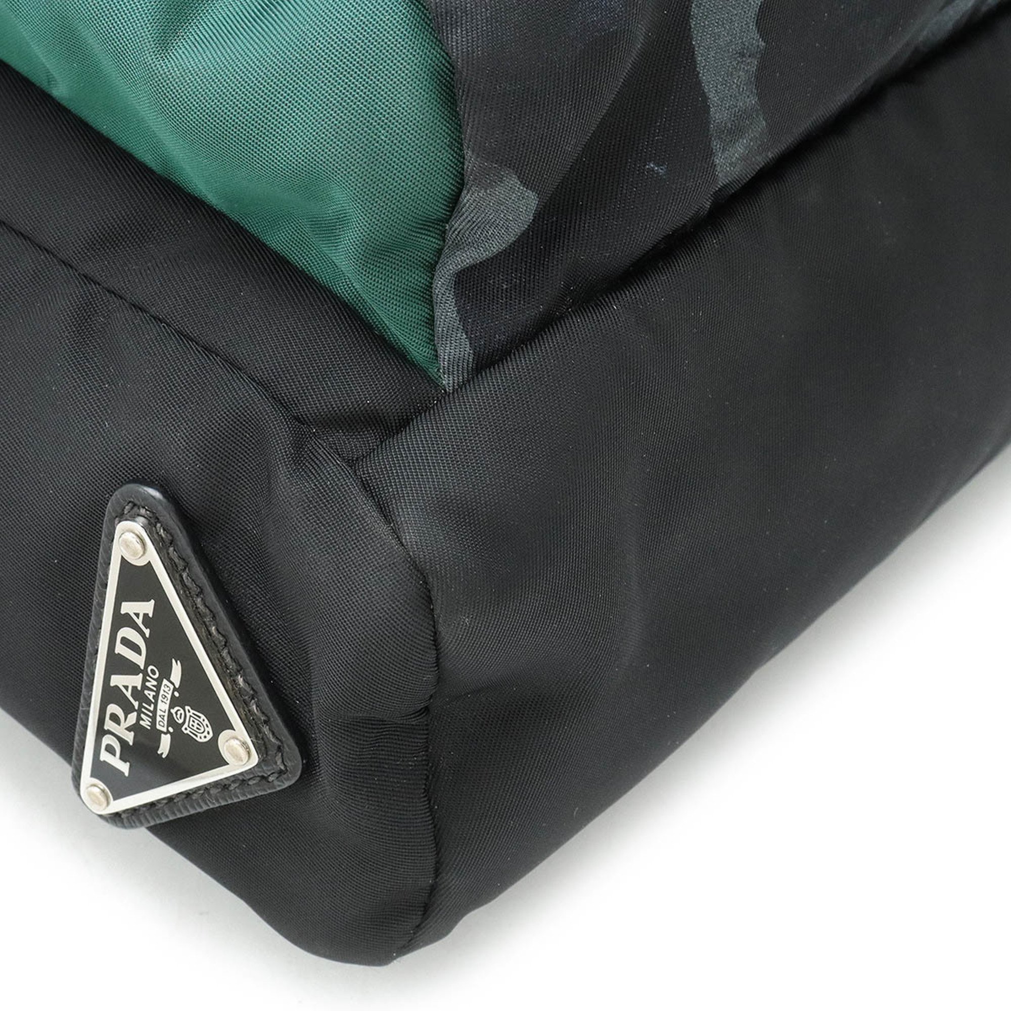 PRADA TESSUTO Body Bag Shoulder Nylon Leather NERO Black Check Camouflage Multicolor 2VZ013