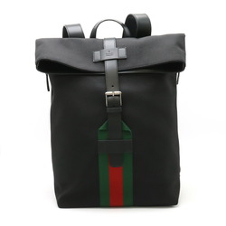 GUCCI Gucci Sherry Line Webbing Backpack Rucksack Nylon Canvas Leather Black 619749