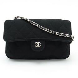 CHANEL Chanel Matelasse Coco Mark Eco Bag Tote Chain Shoulder Cotton Jersey Nylon Leather Black AP2095