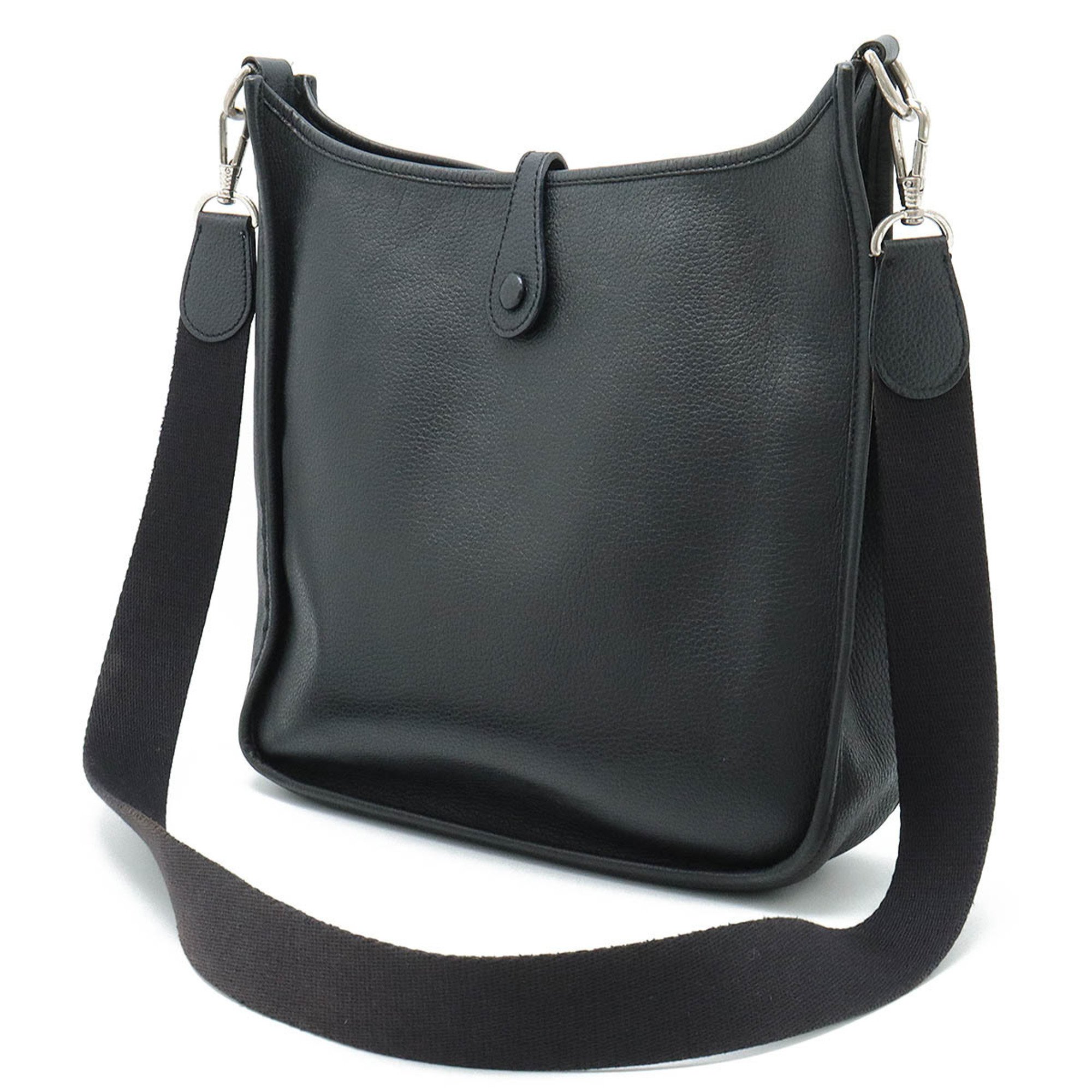 HERMES Evelyn I 1 PM Shoulder Bag Leather Black