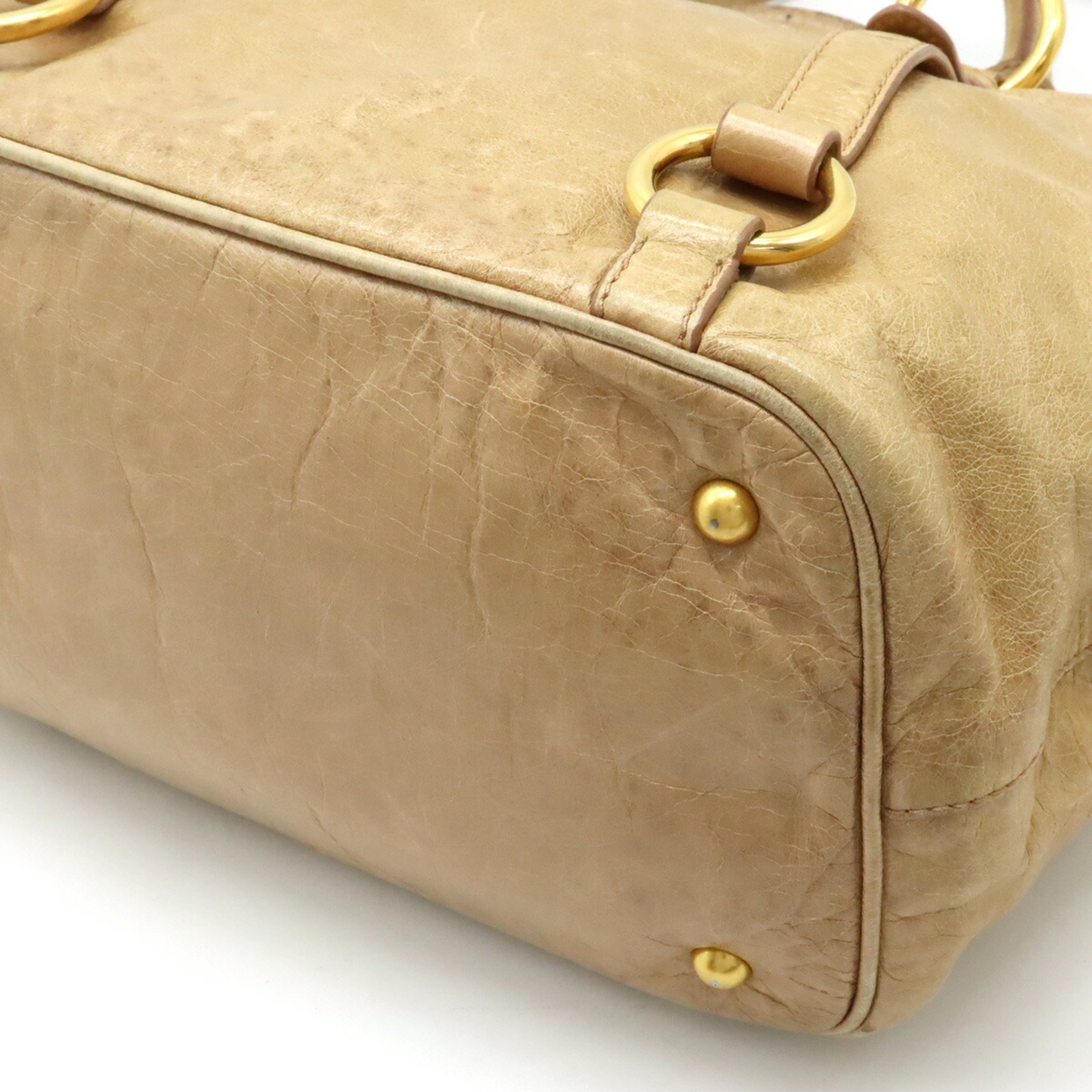 Miu Miu Miu Handbag Tote Bag Leather Beige RN0685