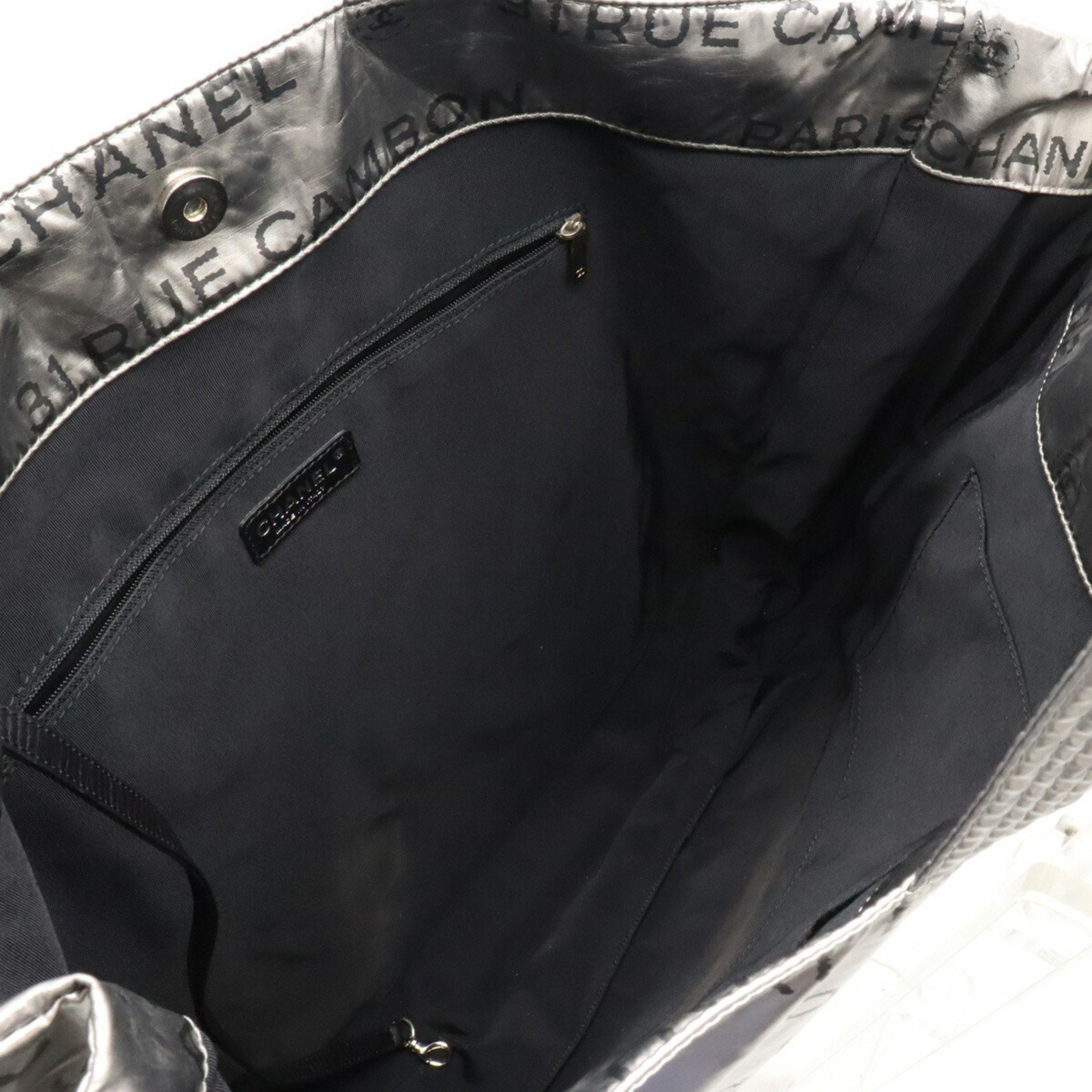 CHANEL Unlimited Tote Bag Large Shoulder Nylon Silver 6113