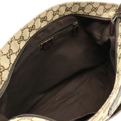 GUCCI Gucci GG Canvas Sherry Line Web Shoulder Bag Leather Khaki Beige Dark Brown 189751