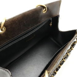 CHANEL Chanel Matelasse Coco Mark Chain Tote Bag Handbag Patent Leather Black