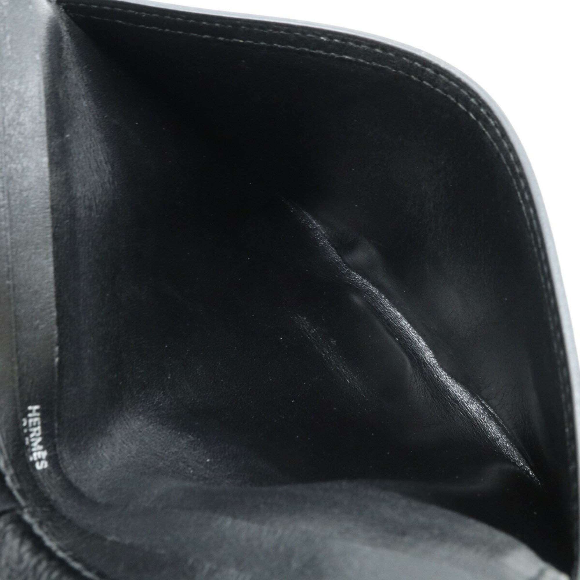 HERMES Bearn 2PLIS Dupri Tri-fold Long Wallet Leather Black G Stamp