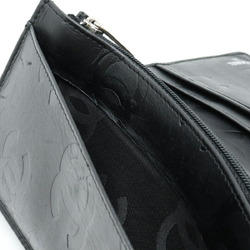 CHANEL Cambon Line Coco Mark Bi-fold Long Wallet Leather Soft Calfskin Patent Black A26717
