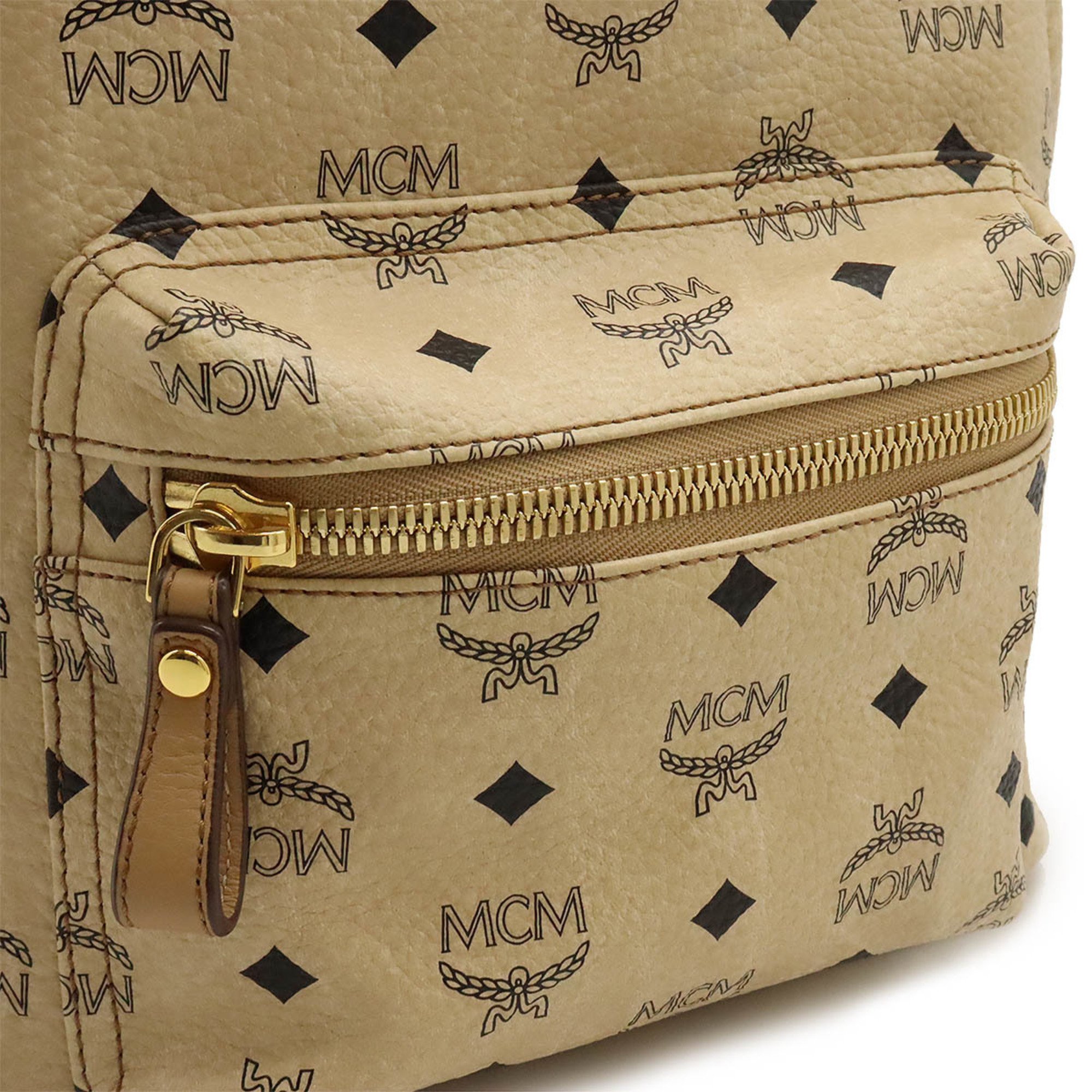 MCM Glam Backpack, Studded PVC Leather Beige MMK2AVE20IG001