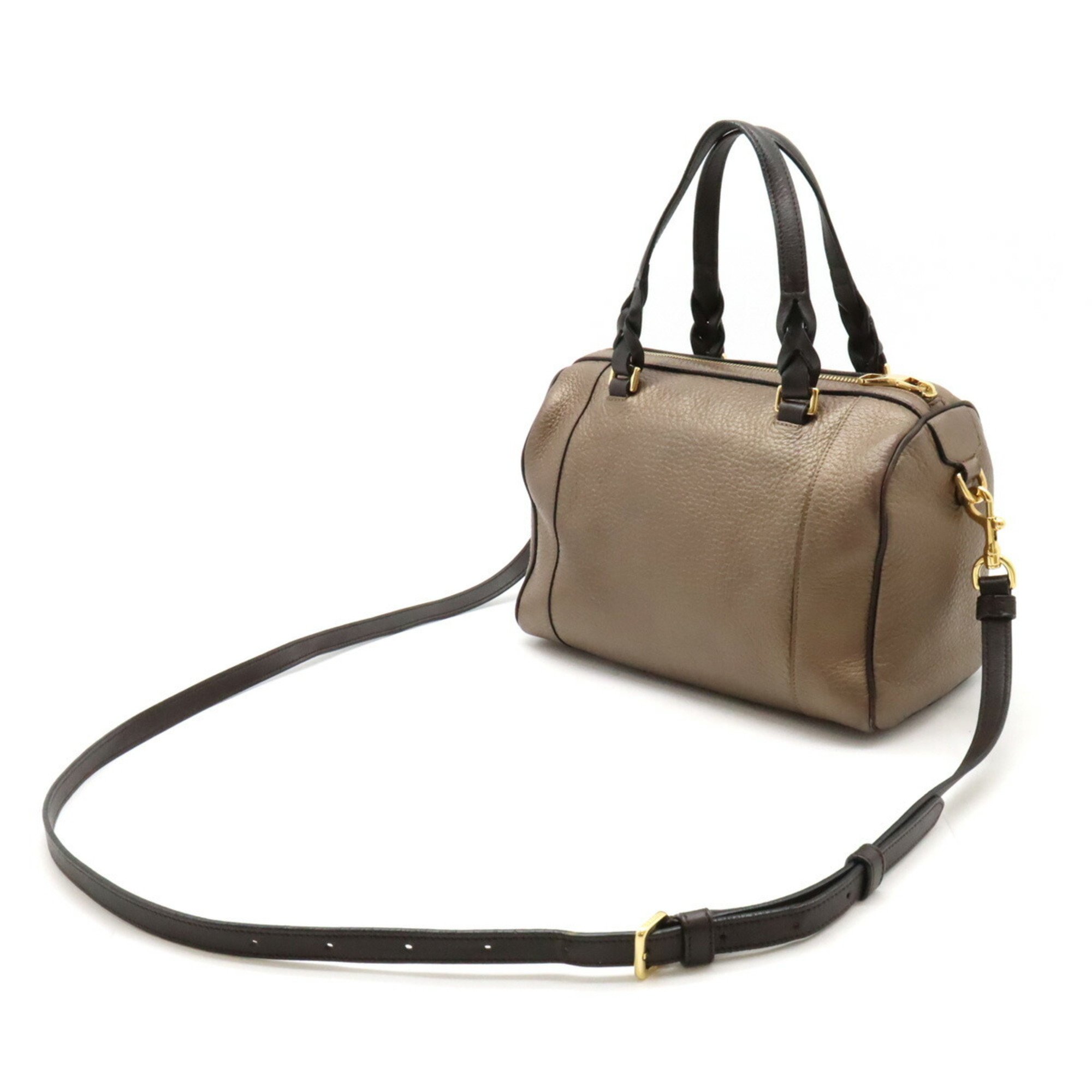 LOEWE Fusta 25 Anagram Handbag Shoulder Bag Leather Bicolor Bronze Dark Brown 316.27.F27