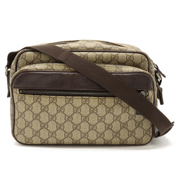 GUCCI GG Supreme Plus Shoulder Bag PVC Leather Khaki Beige Dark Brown 114531