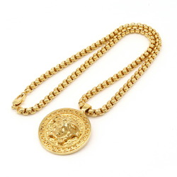 VERSACE Medusa Medallion Greca Chain Necklace Pendant GP Gold DG14703
