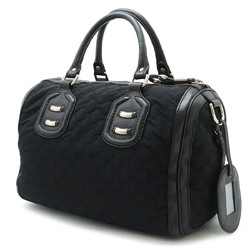GUCCI GG nylon handbag Boston bag leather black 241097