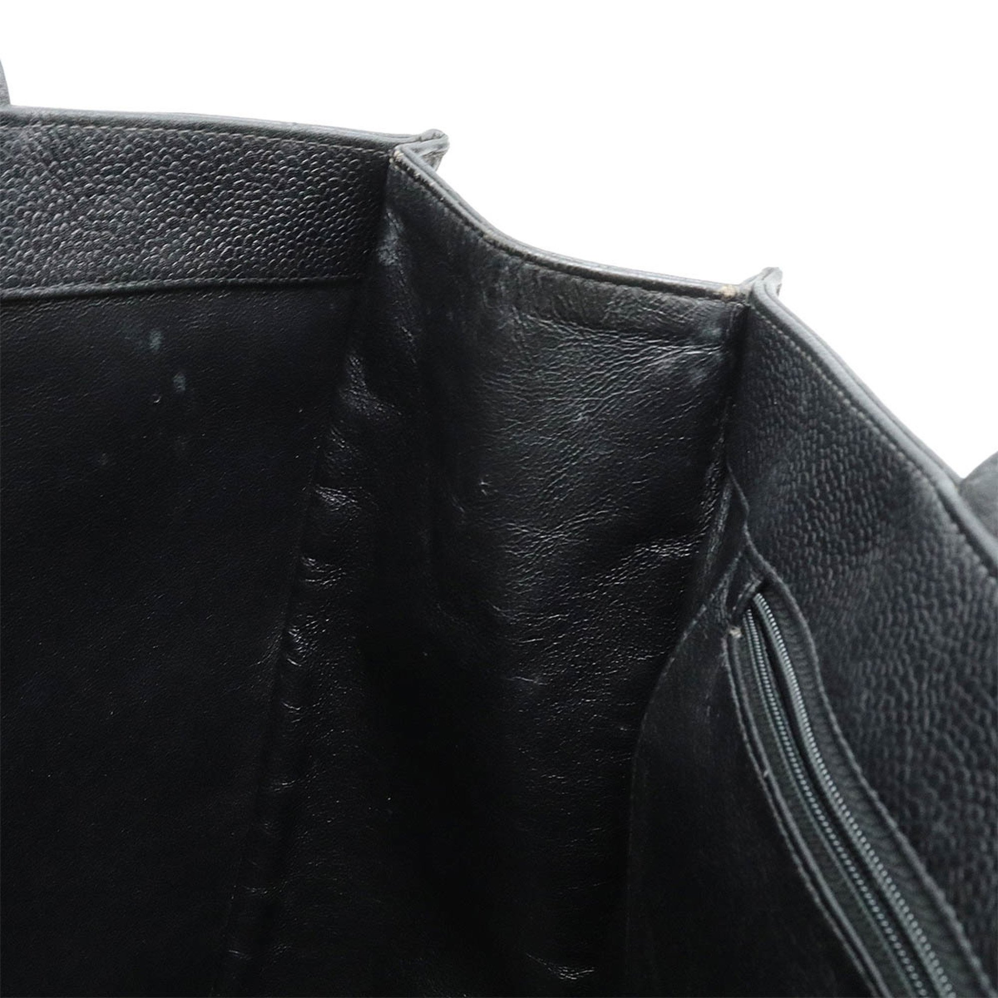 CHANEL Coco Mark Tote Bag Shoulder Caviar Skin Leather Black