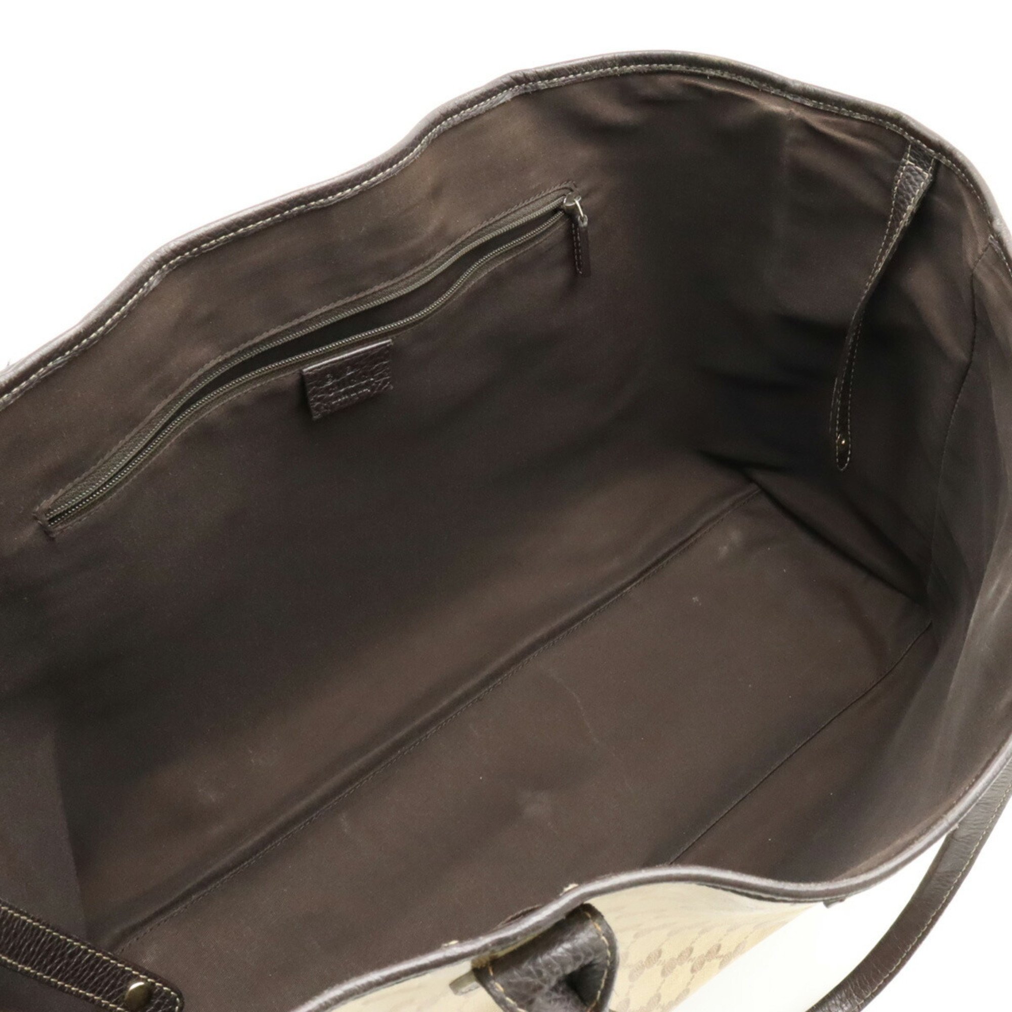 GUCCI GG Crystal Sherry Line Tote Bag PVC Leather Khaki Beige Dark Brown 293589