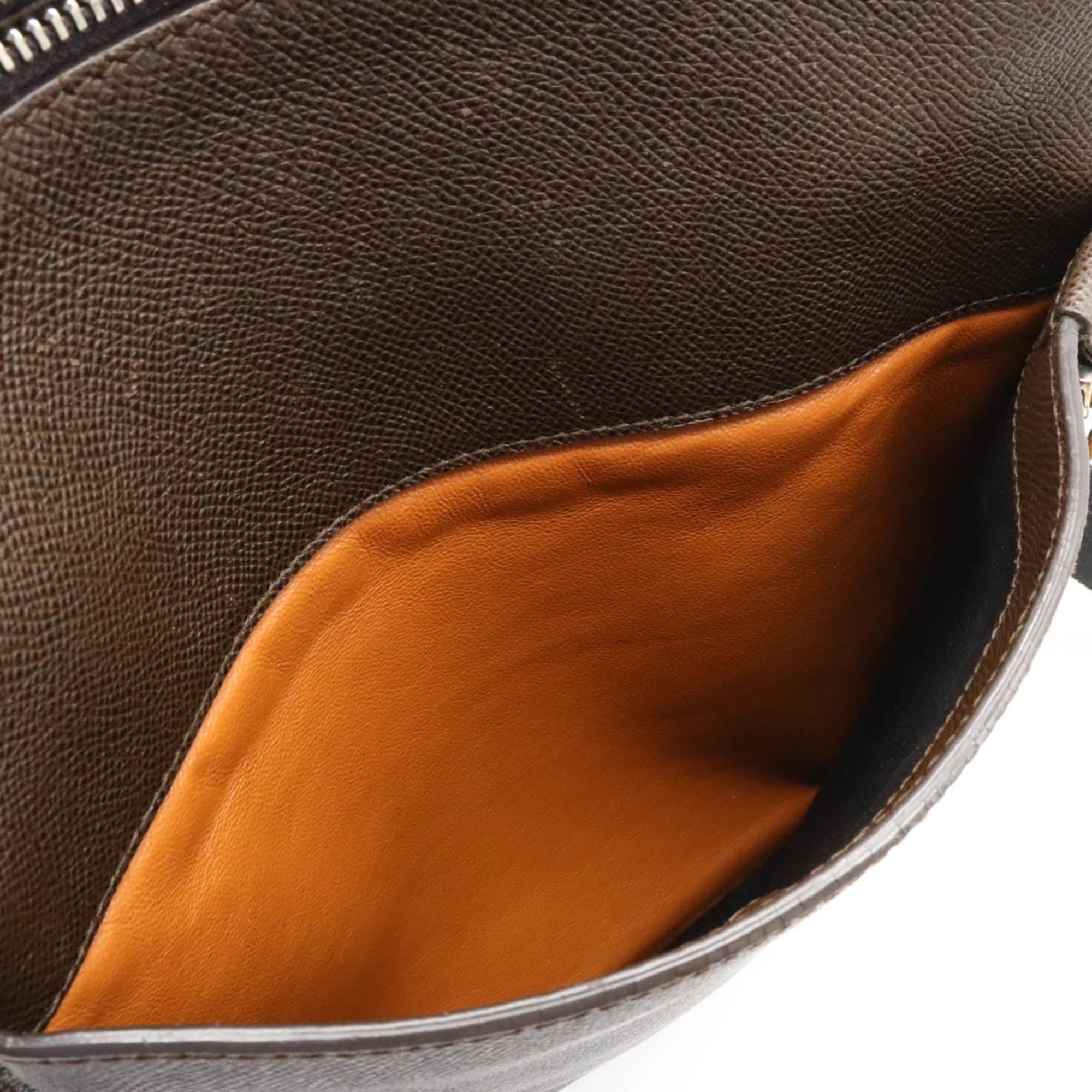 BVLGARI Bulgari Man Shoulder Bag Embossed Leather Dark Brown 37628