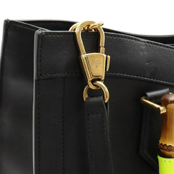 GUCCI Diana Bamboo Medium Tote Bag Handbag Shoulder Leather Black 655658