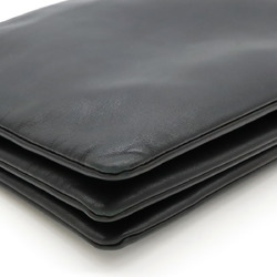 CELINE Trio Large Shoulder Bag Pochette Pouch Lambskin Leather Black 171453