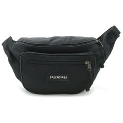 BALENCIAGA Explorer Belt Bag, Waist Pouch, Body Hip Nylon Canvas, Black, 482389