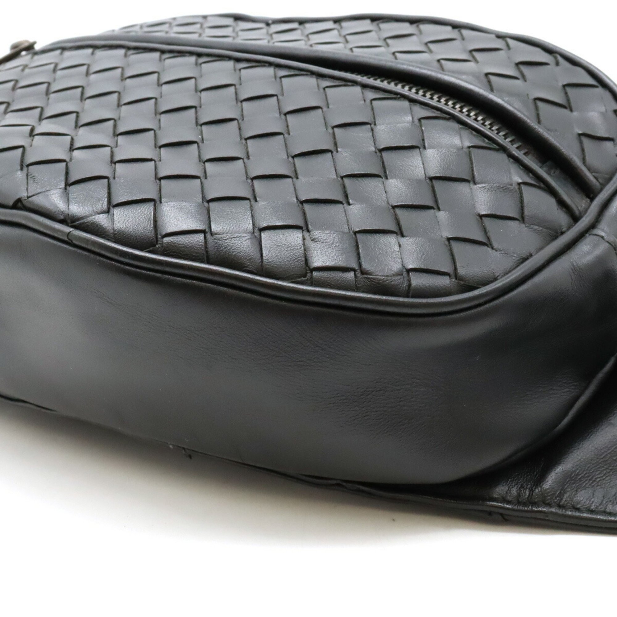 BOTTEGA VENETA Bottega Veneta Intrecciato Body Bag Waist Pouch Leather Black 520452