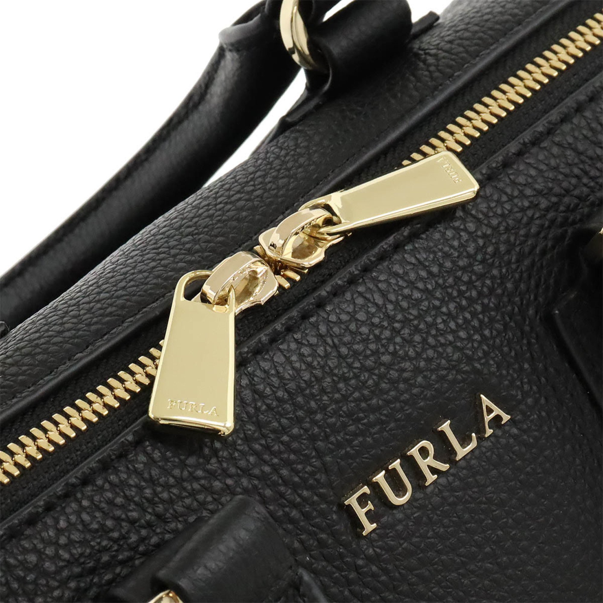FURLA Handbag Boston Shoulder Bag Leather Black
