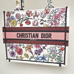 Christian Dior Book Tote S M12862RIWM932 bag Flower Canvas White Pink 251836 ☆