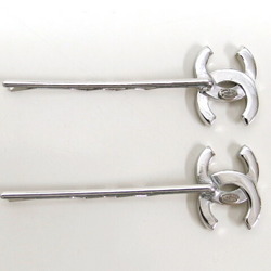 Chanel Hairpins, Set of 2, Coco Mark, Rhinestone, Silver