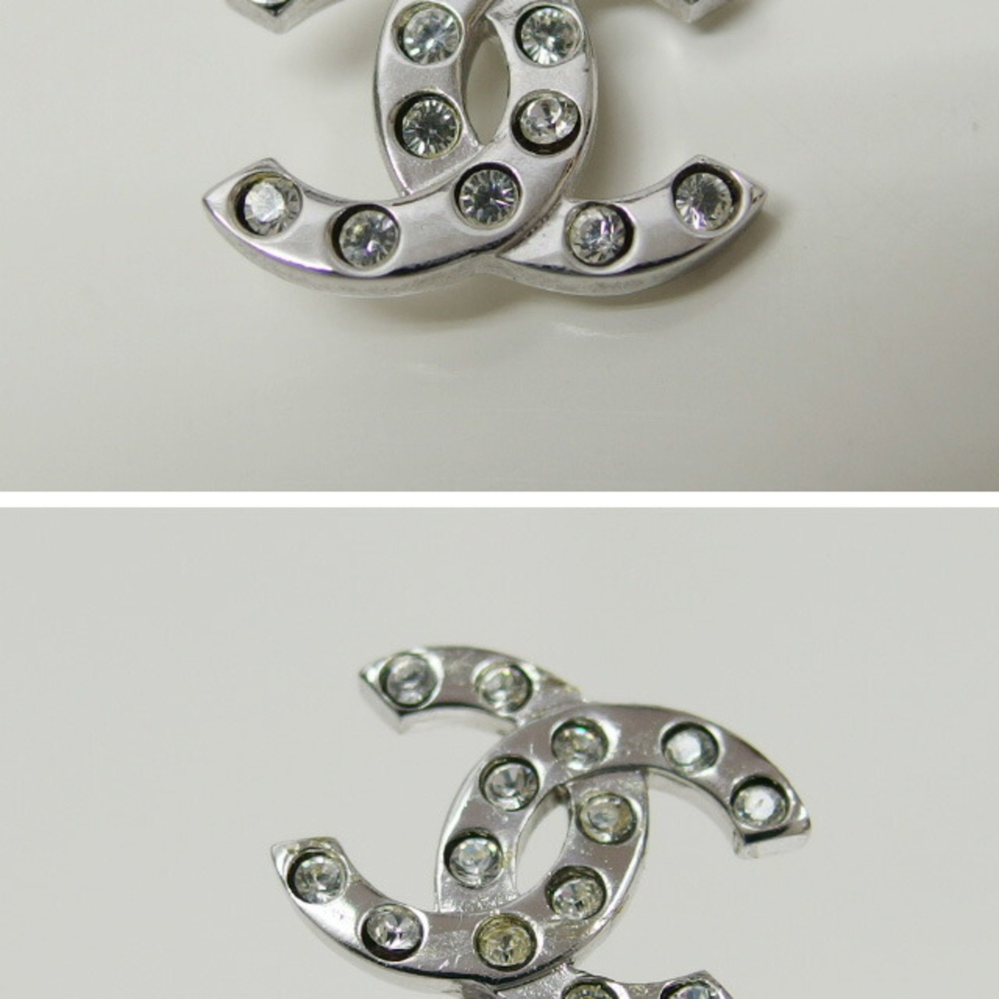 Chanel Hairpins, Set of 2, Coco Mark, Rhinestone, Silver