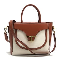 Tod's T Timeless Tote Bag Off White x Brown