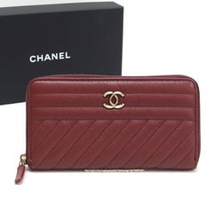 Chanel Soft Caviar Skin Round Long Wallet Bordeaux (Deep Red)