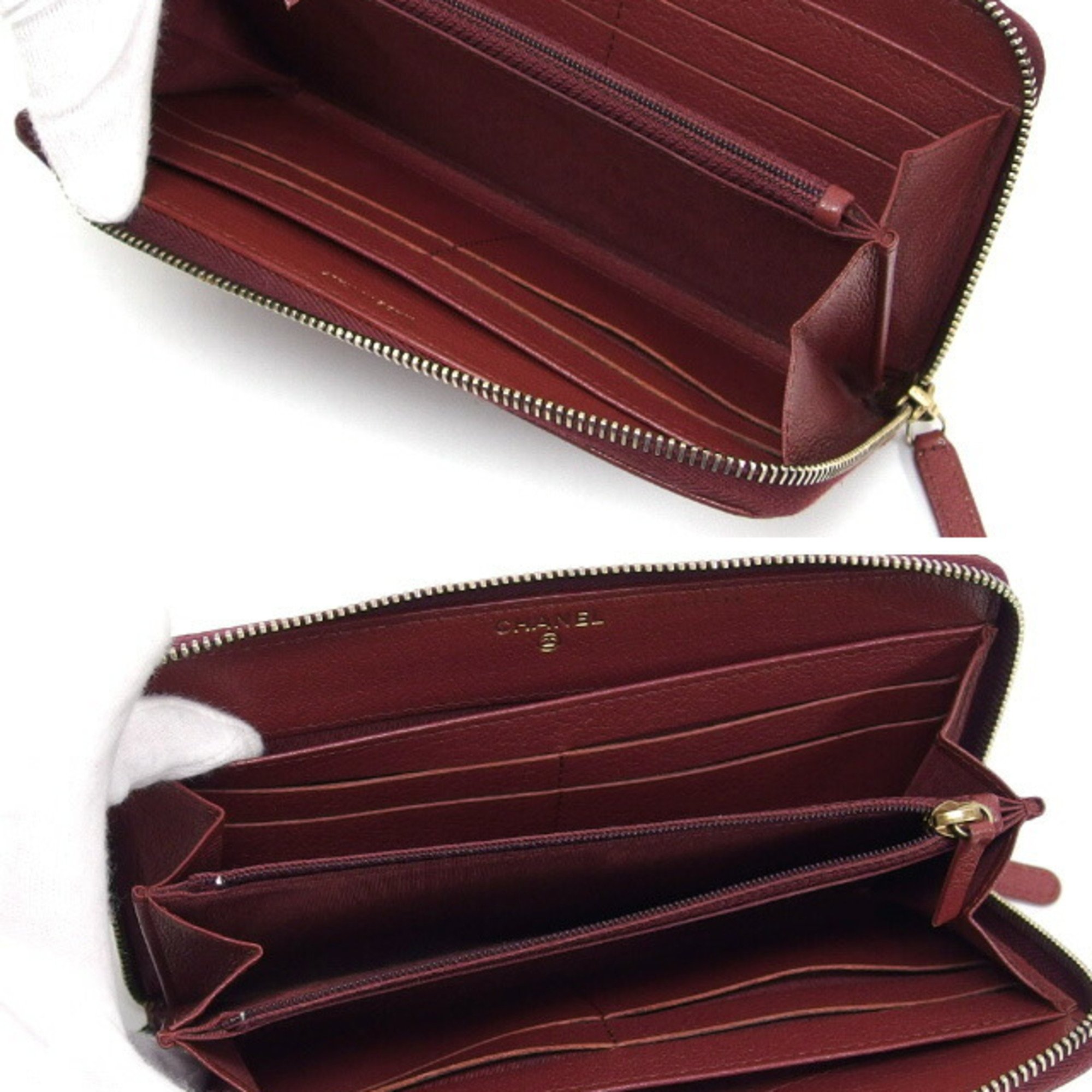 Chanel Soft Caviar Skin Round Long Wallet Bordeaux (Deep Red)