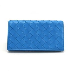 Bottega Veneta Maxi Intrecciato Bi-fold Flap Long Wallet Light Blue
